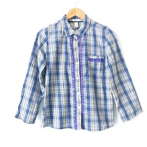 Pout by Victoria Secret Plaid Tulle Hem Button Up Shirt Blouse Sz S